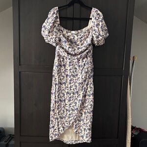 ASTR the Label Cream and Blue Floral Midi Dress